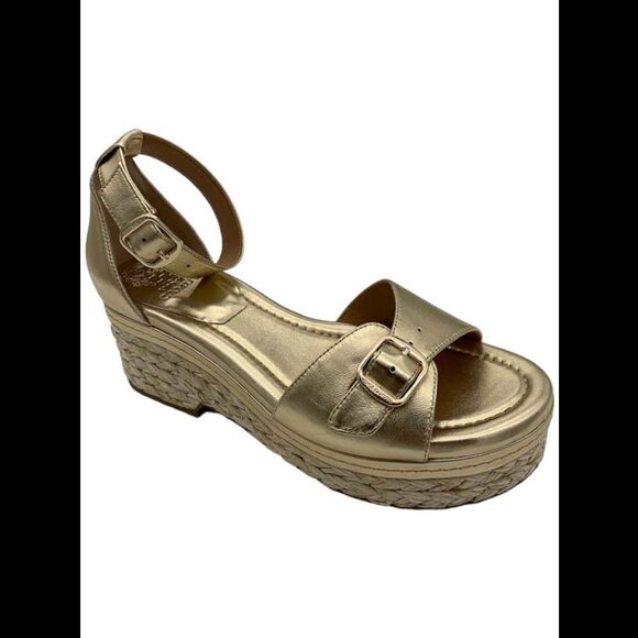 Vince Camuto Adjustable Wedge Sandals Meterry Egyptian Gold - Medium - Picture 1 of 3